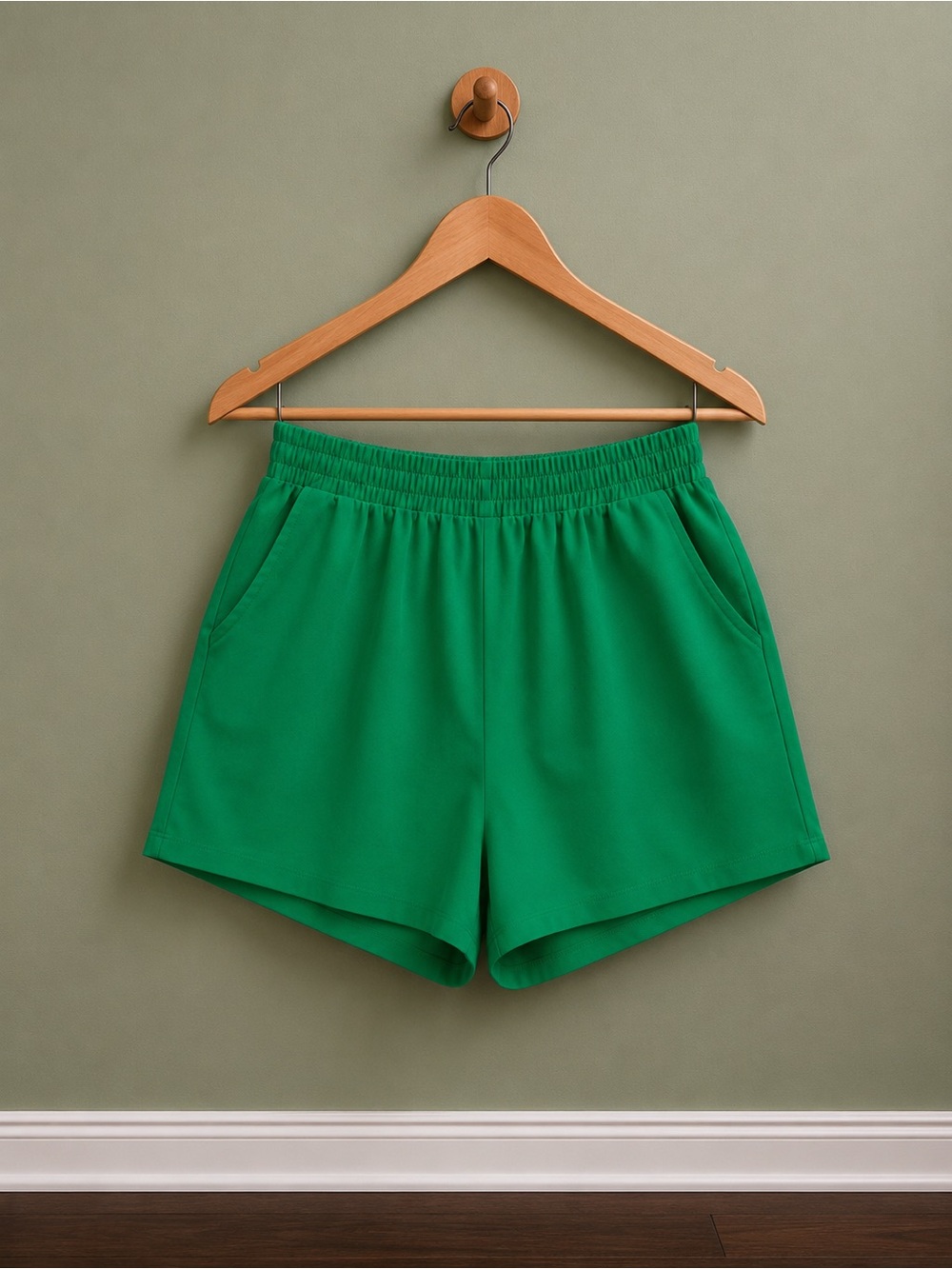love J High-Waist Green Elastic-Waist Shorts